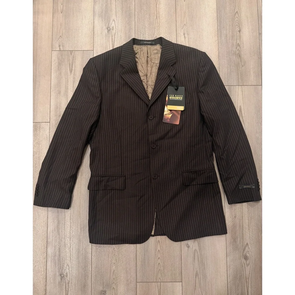 Ted Baker Endurance Mens Brown Pinstripe Wool Cashmere Suit Jacket Blazer NWT